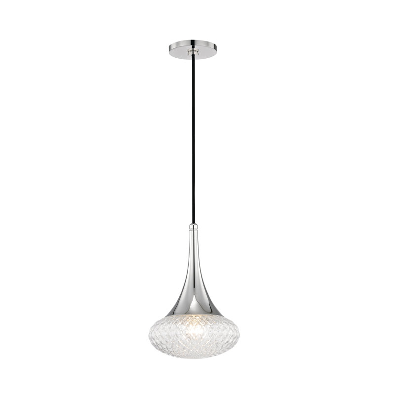 Luminaire suspendu en forme de goutte à 1 lumière Bella, Nickel poli