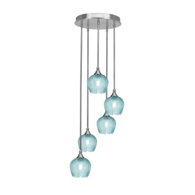 Luminaire suspendu suspendu à 5 lumières avec verre texturé 6 po Colaine Empire