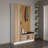 Modern Hall Stand, Walnut Color, 53.1 x 82.7 x 13.8 inches | 100% Melamine Coated Particle Board, Thickness: 0.7 inches | Stylish Storage Solution for Entryway, Durable and Elegant Design-102346805