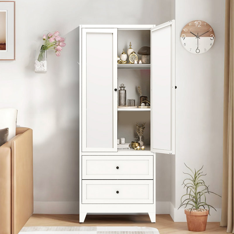 72" H Metal Pantry Cabinet With 2 Doors And 2 Drawers - Multi-Use for Kitchen, Living Room, Bedroom