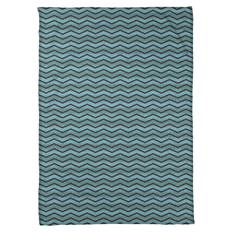 Couverture polaire à chevrons ondulés, Noir / bleu sarcelle, l 30 po x L 40 po
