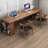 Nut-brown Rectangular Solid Wood Executive Desk-1403872037