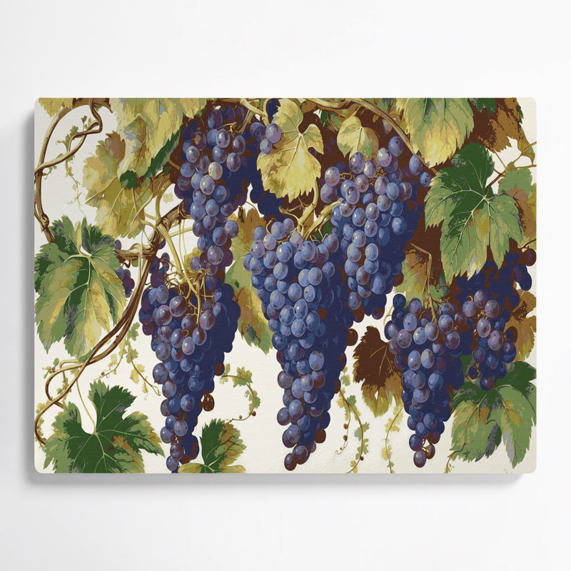 Fruit, raisin, Delaware, art mural en métal mauve, H 16 po x l 20 po