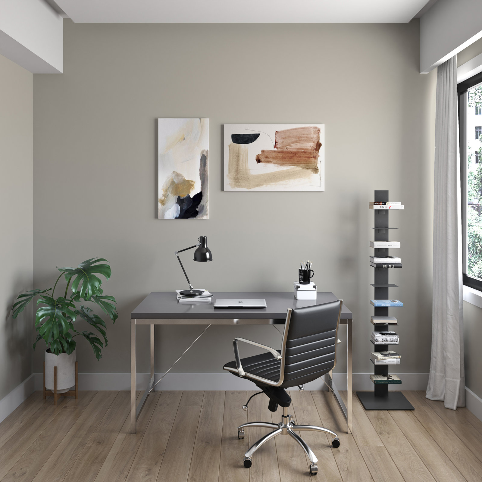 Ajax 14" Steel Bookcase, Anthracite