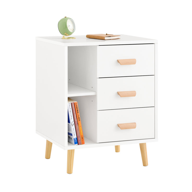 Rousseau 48cm W Bedside Table, White