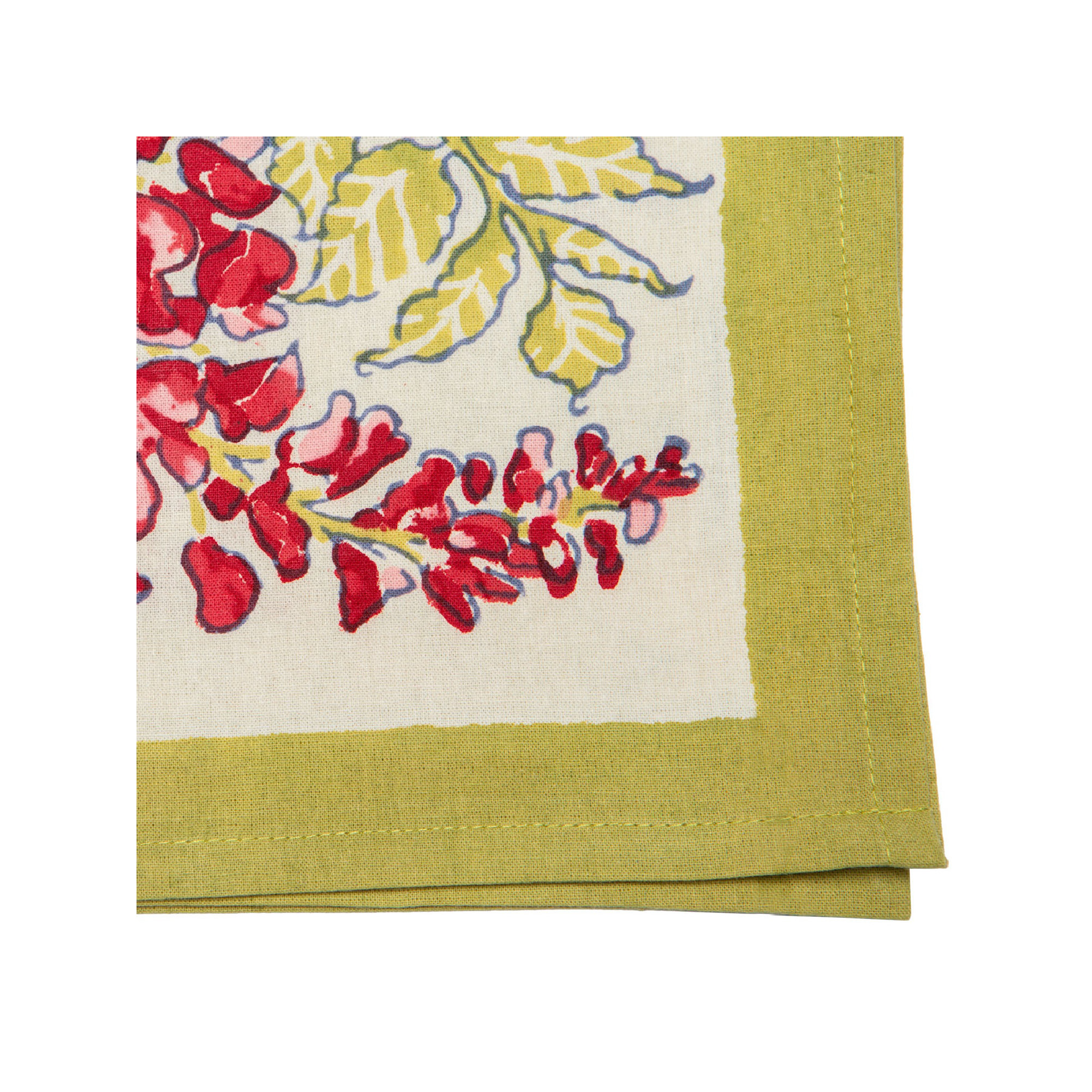 Kappa 100% Cotton Floral Square Napkin, Pink/Green