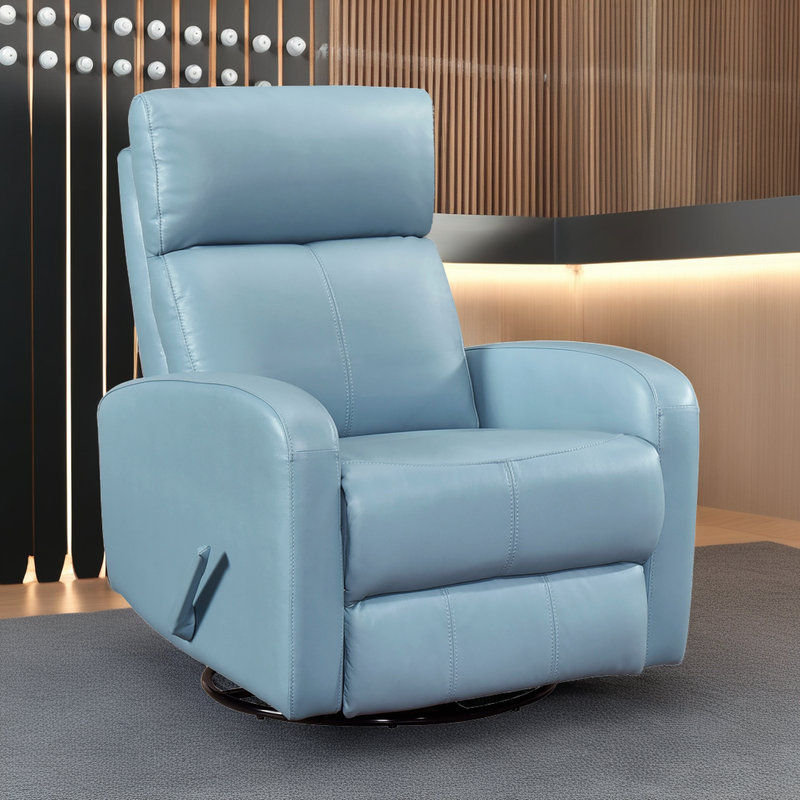 Fauteuil inclinable et pivotant en cuir bleu Premium de qualité supérieure - Rotation à 360 ° - Inclinaison à 155 ° - Structure en bois massif?