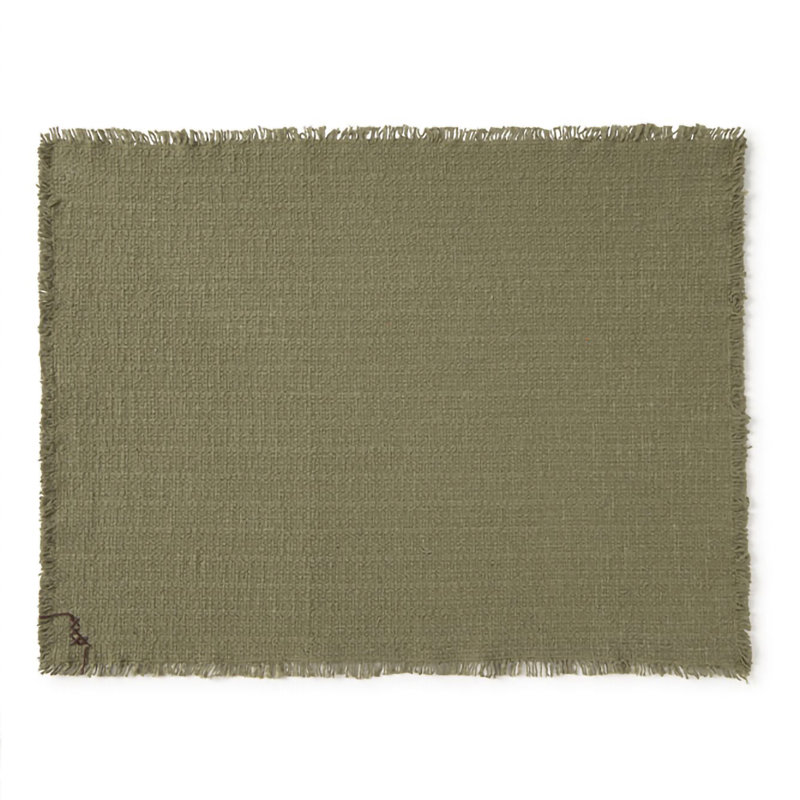 Cotton Rectangle Placemat Set, Kaki