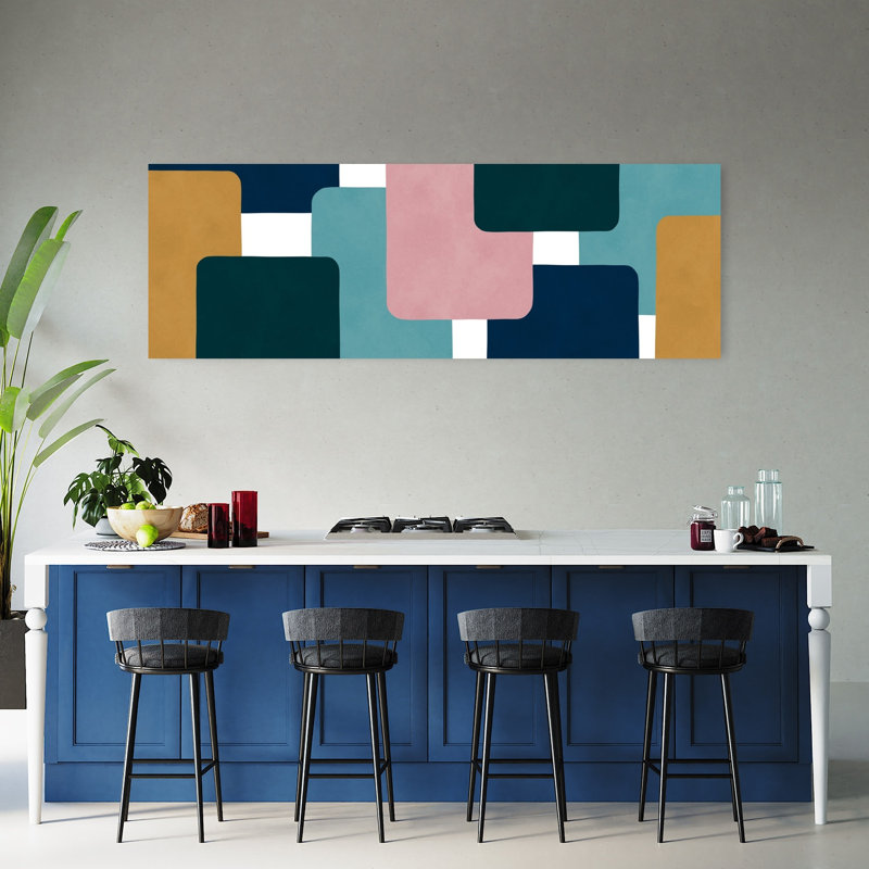 Art mural géométrique contemporain abstrait abstrait, H 20 po x l 60 po