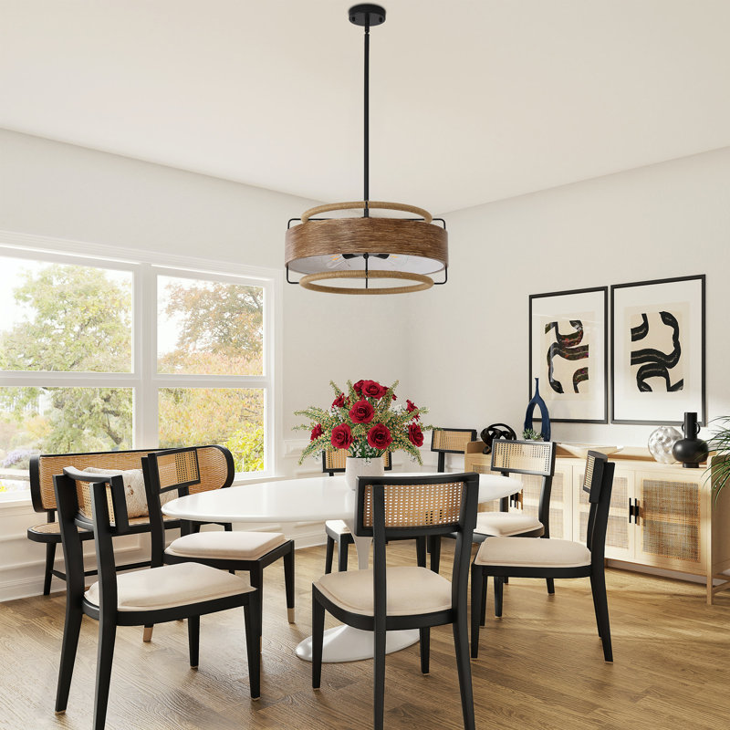 Luminaire suspendu 5 lumières avec corde en chanvre