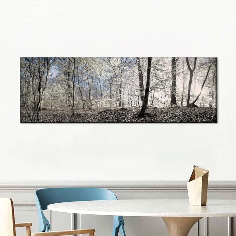 Forêt au lever du jour, reproduction panoramique sur toile tendue, H 18 po x l 54 po x P 1,25 po