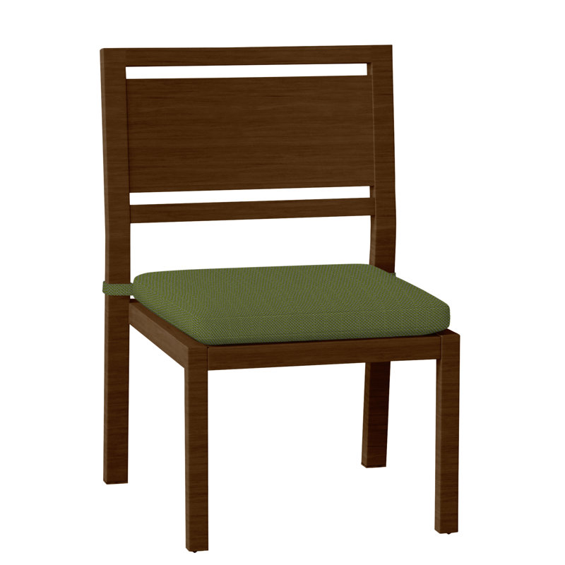Avondale Patio Dining Side Chair with Cushions, No Welt, Linen Forest, Oak