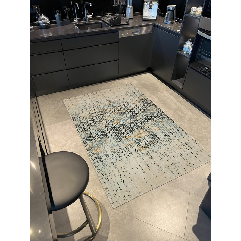 Beige-Themed Multi-Colored Geometric Patterned Modern Decorative Rug, Rectangle 3'11.24" x 5'10.87"