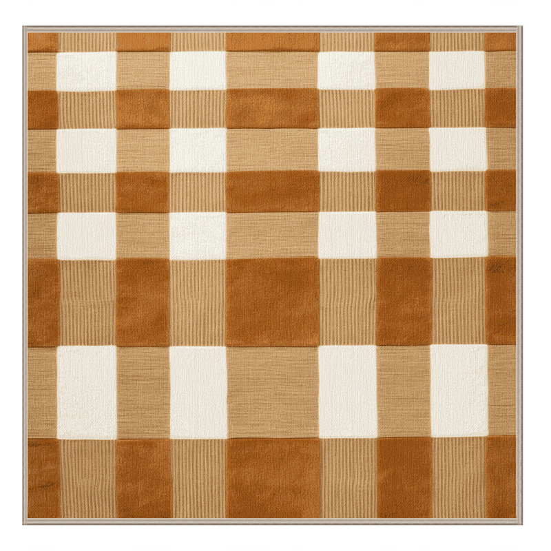 Machine Washable Checkered Brown Area Rug, Square 5'