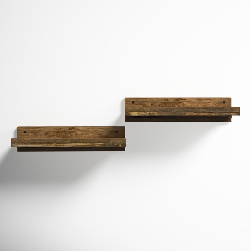 Calhern 2 Piece Pine Solid Wood Floating Shelf, Dark Walnut, 4.25" H x 20" W x 10" D