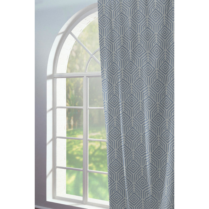 Caleigh Easy Diamond Slot Top Opaque Curtain, 145 W x 145 D cm, Dark Blue/Light Blue