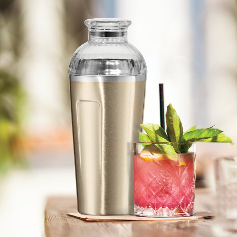 Shaker à cocktail à double paroi 17 oz Oggi Barware Groove, Or
