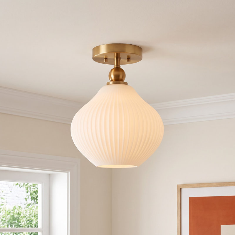 Jonny 1-Light Dimmable Semi Flush Mount, Copper/Gold