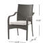 De 4 chaises empilables en PE gris avec structure en fer, coussins à eau, courbées pour décorer le patio extérieur et détendre les sièges