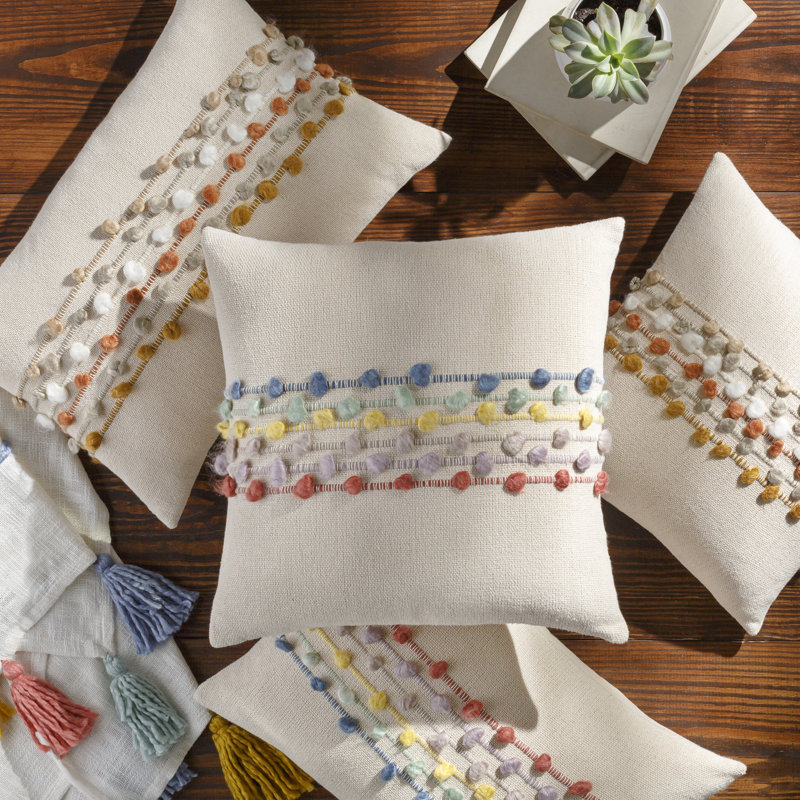 Fringed Throw Pillow, Polyester/Polyfill