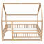 Lit de plancher en bois avec cadre de toit de maison, garde-corps de clôture-414209004-414209007