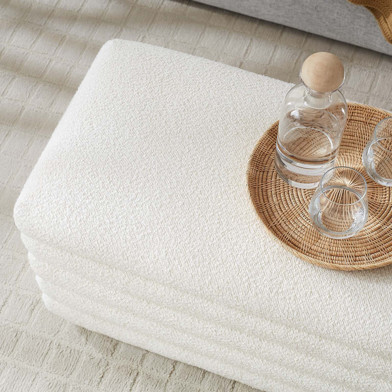 Cloud Boucle Upholstered Storage Bench with Channel Tufting