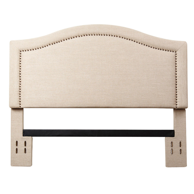 Goshorn Upholstered Faux Leather Panel Headboard, Full/Queen, Light Khaki Linen