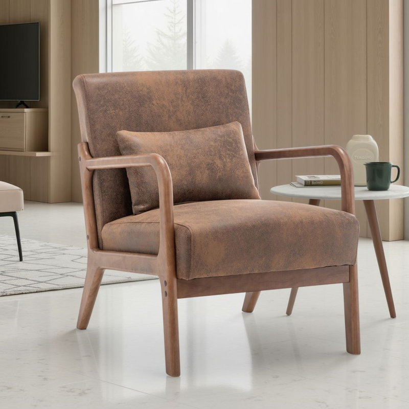 Alisija Upholstered Armchair, Brown Suede
