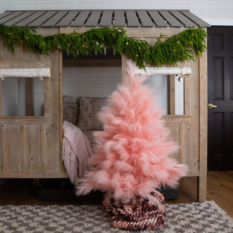 Arbre de Noël artificiel rose Pampas Grass, H 4 po x l 28 po x P 14 po