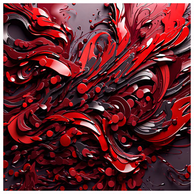 Red Fluid Abstract Shower Curtains Extra Long