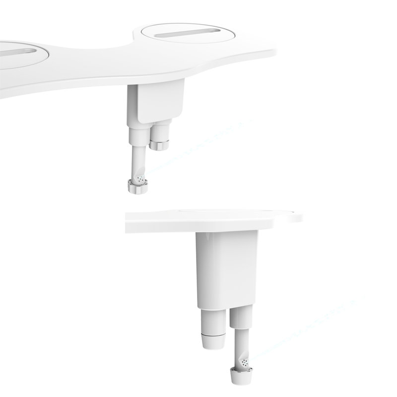 Bidet de toilette blanc avec double buse à l'avant et à l'arrière, poignées pour l'eau, support pour téléphone, plastique, largeur de l'emballage de 11 po