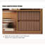 Brun massif + bois manufacturé + vitrines en verre