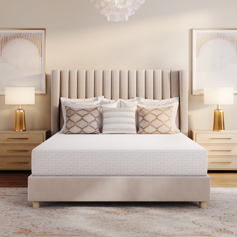 Matelas multi-tailles en mousse viscoélastique gélifiée rafraîchissante au parfum de thé vert, Lit double, 8"