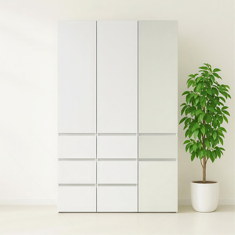 Système de placard modulaire en bois avec miroir Elise
