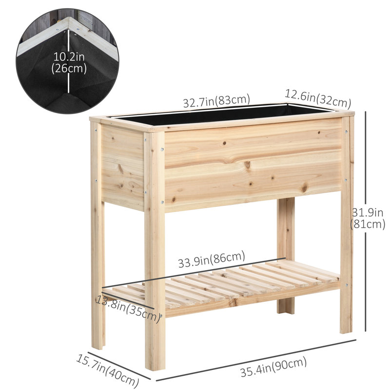 Lit de jardin surélevé en bois 3 pi x 1,5 pi Miura