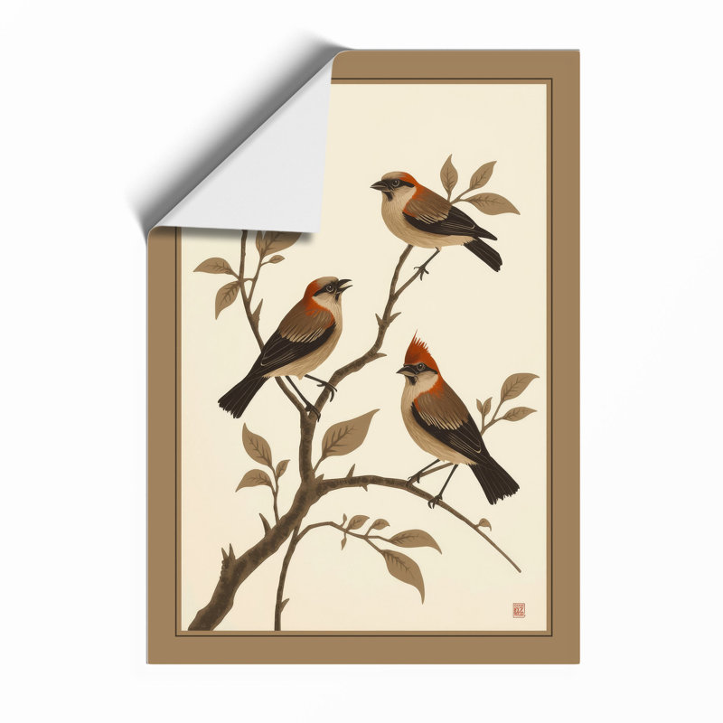 Perched Among Branches Botanical - Framed Print, A4 - 29.7 x 21.0 cm, Unframed