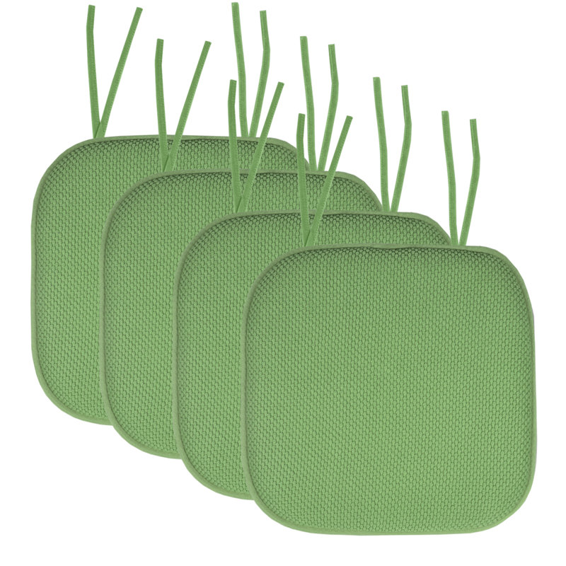Coussin de chaise antidérapant en mousse à mémoire de forme 16 po x 16 po avec attaches Honeycomb, 2, Vert