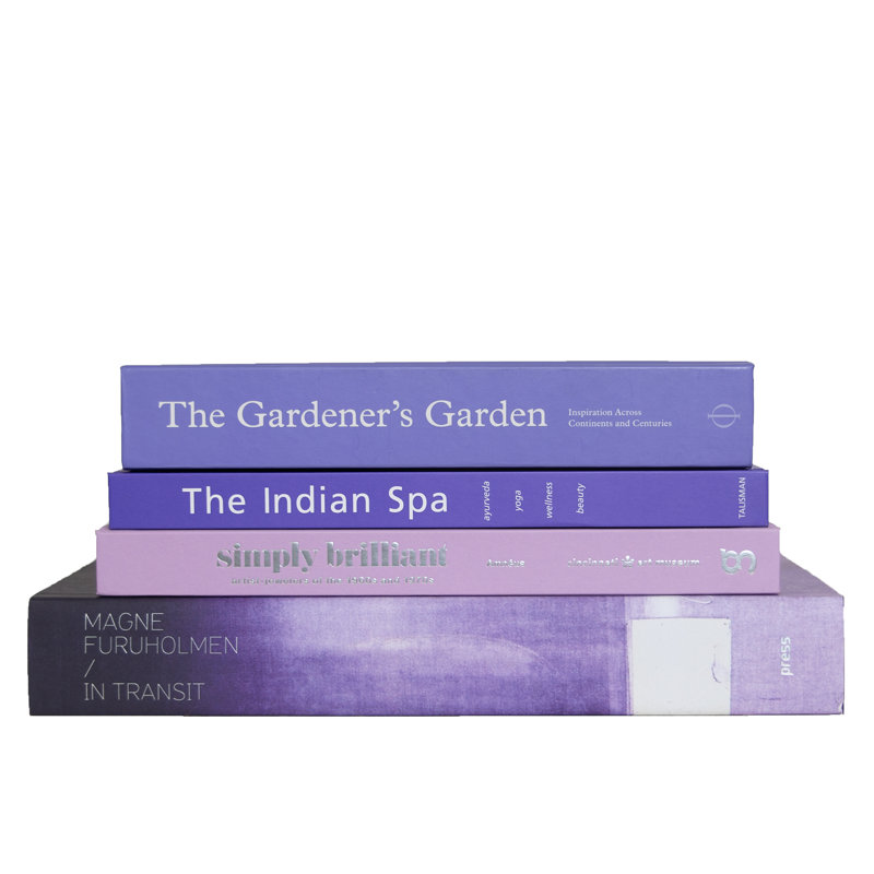 Livres décoratifs - pile de tables basses Orchid Blossom - 4 livres mauves