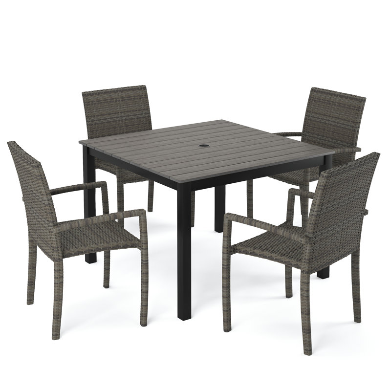 Outdoor Patio Square Dining Table with Dining Chairs, 29" x 41" x 41"