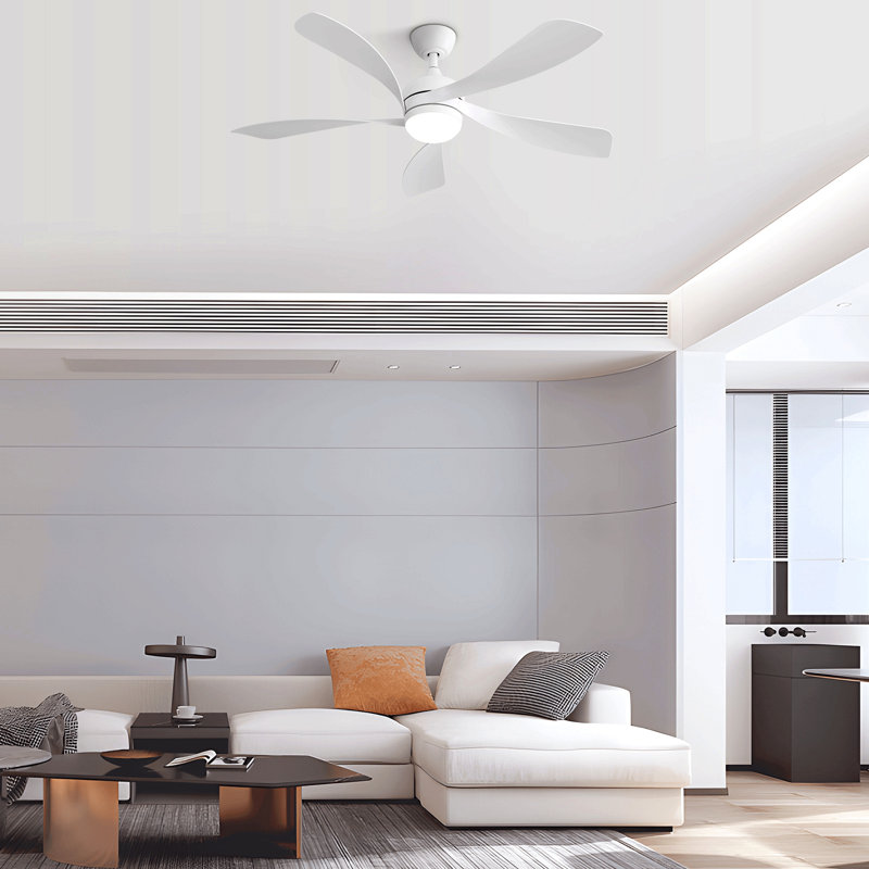 Ventilateur de plafond à DEL moderne de 52 pouces avec moteur à courant continu réversible à télécommande 3 pales à intensité variable de 5 couleurs pour la chambre à coucher