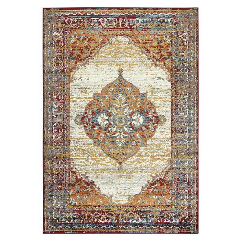 Dovev Medallion Durable Performance Indoor Area Rug, Rectangle 2' x 3'