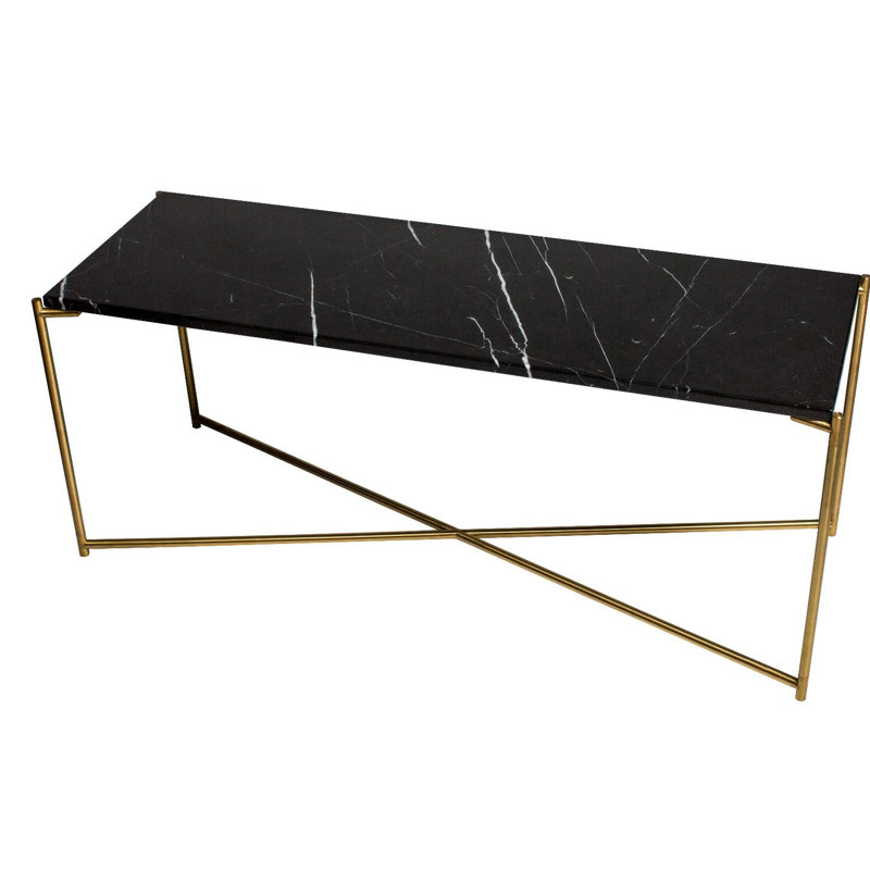 Bedell Console Table, 49.7cm H x 123.3cm W x 42.5cm D, Black, Gold