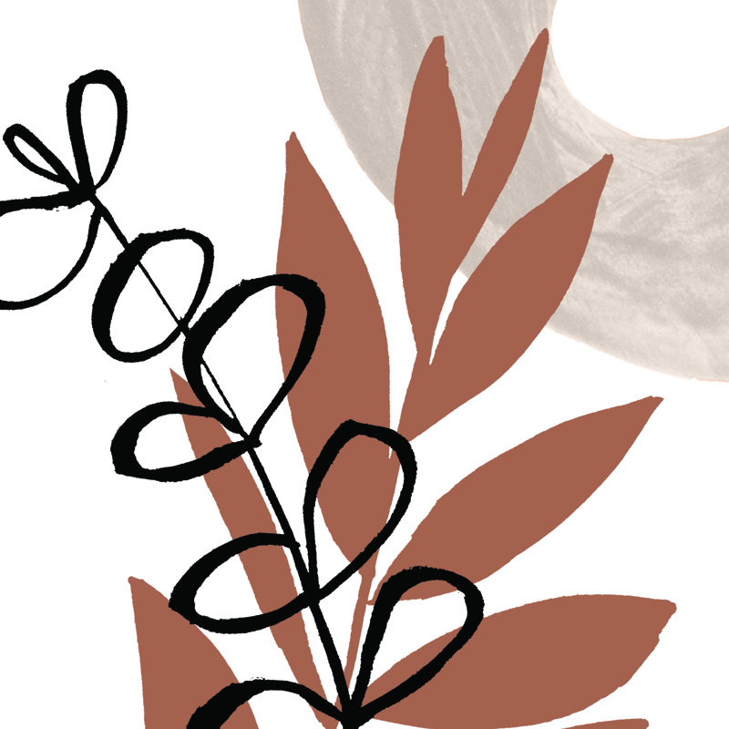 Mid Century Leaves Brown - Wrapped Canvas Art Prints, 30cm H x 30cm W