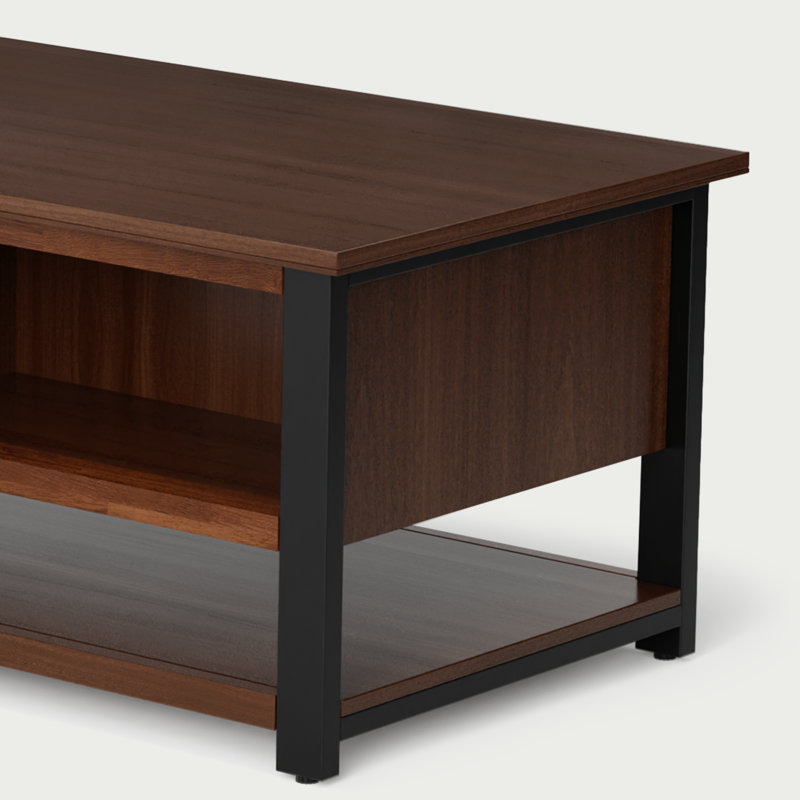 Trapeze Coffee Table, Iron Legs – Walnut, Walnut