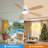 Indoor Modern 52 Inch Ceiling Fan 6 Speed Wind 5 Blades Remote Control Reversible DC Motor With Led Light
