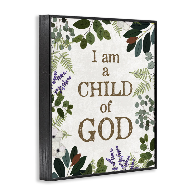 «Child Of God on Leaves», giclée encadrée, design par Kelley Talent, H 20 po x l 16 po, Giclée encadrée noir minuit