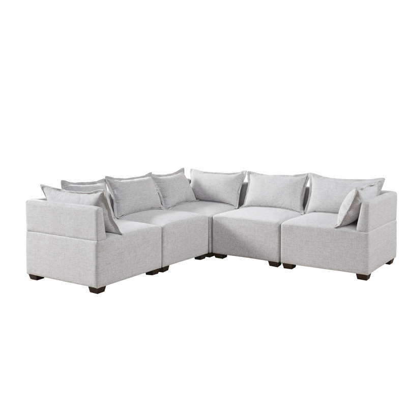 Canapé modulaire 5 pièces Molly, Polyester gris argent