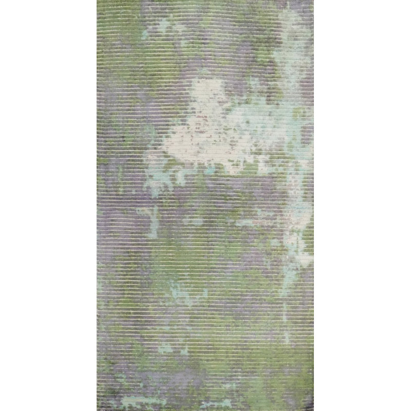 Tapis moderne moderne vert et violet à aspect délavé 2 x 4