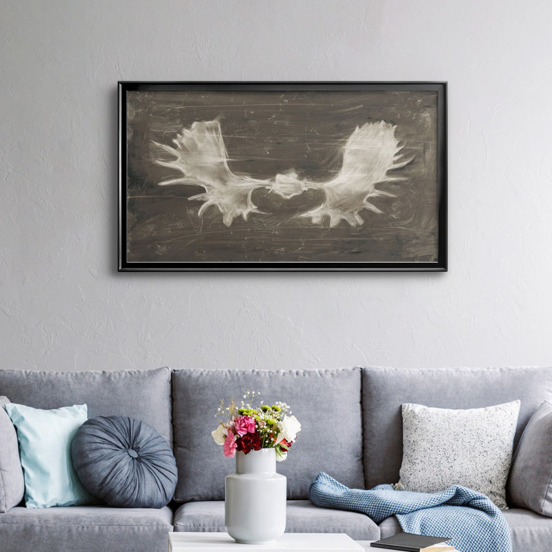 Rustic Moose Mount II - Toile encadrée de qualité supérieure - prête à être accrochée, H 14,5 po x l 26,5 po x P 1 po