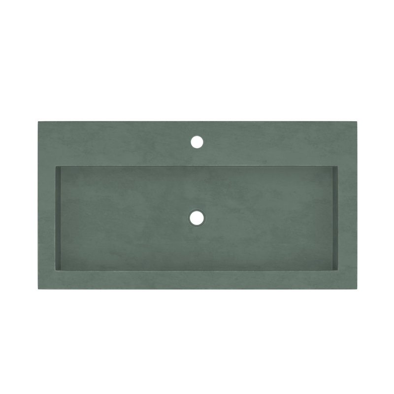 Trough Handmade Rectangular Bathroom Sink, Single Hole Faucet, Forest
